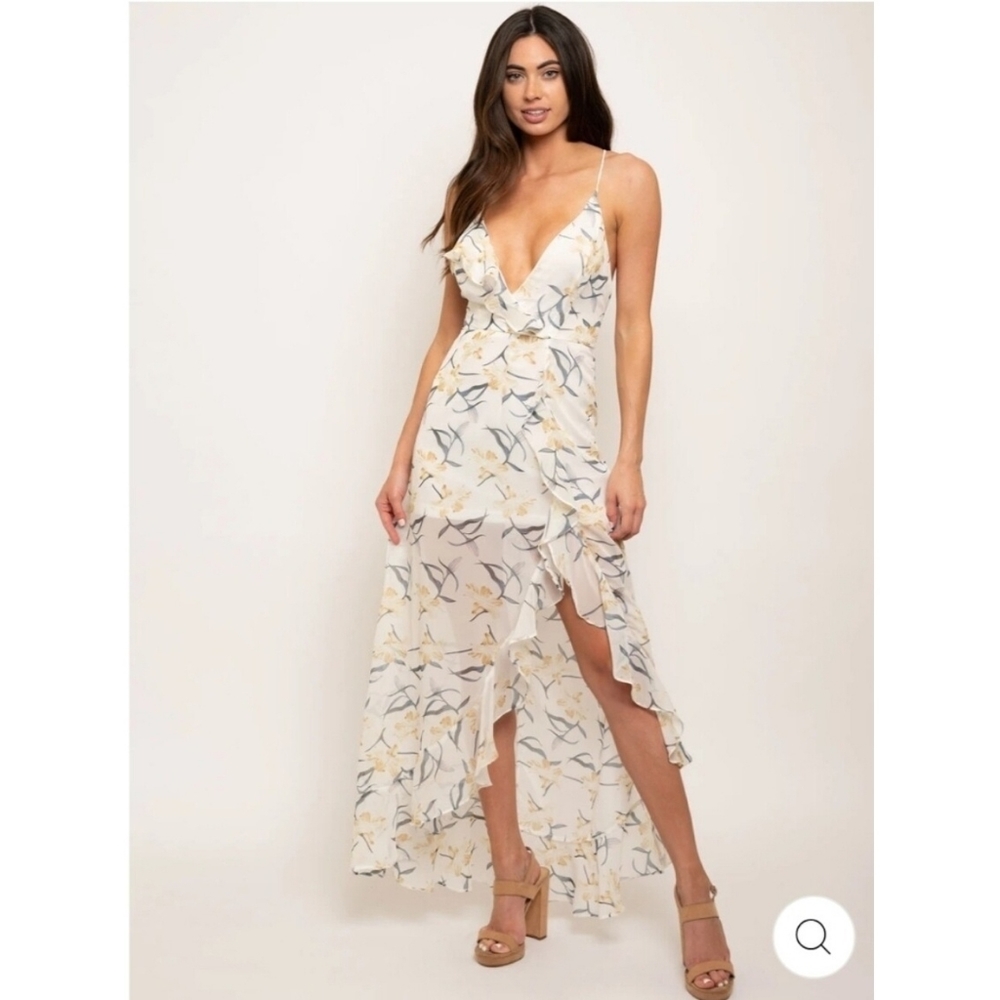 Floral V-neck Ruffle Dress